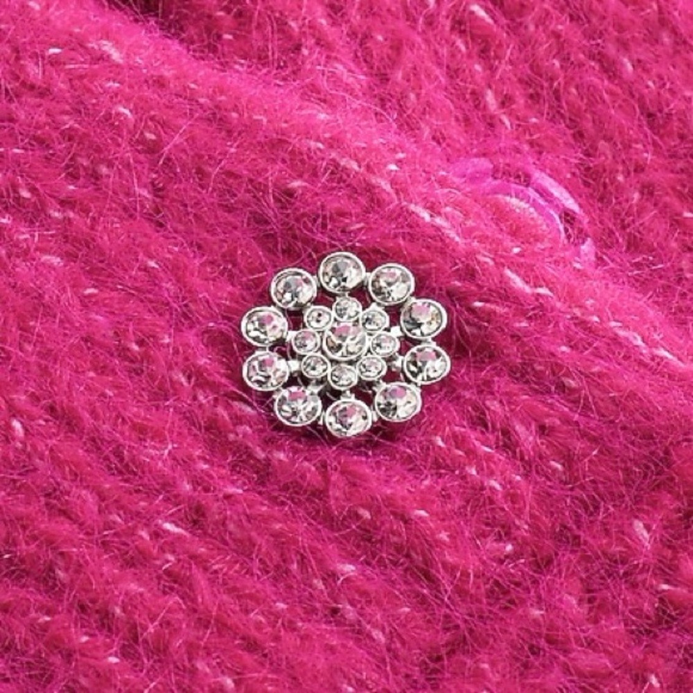 Express Fuzzy Knit Quarter Snap Sweater Embellished Buttons Mock Neck - Picture 8 of 13